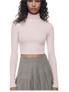Sunday Best Freshman Cropped Turtleneck Size XXS Frosted Rose Pink Aritzia